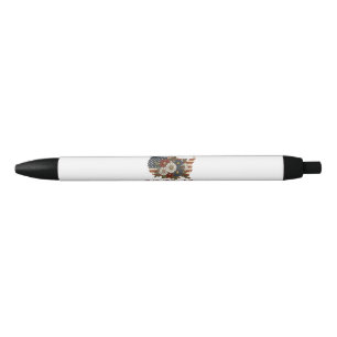 America 250 Years Flag Floral Black Ink Pen