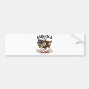 America 250 Years Flag Floral Bumper Sticker