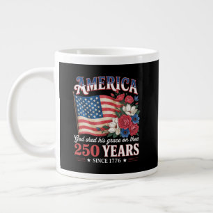 America 250 Years Flag Floral Large Coffee Mug