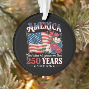 America 250 Years Flag Floral Ornament