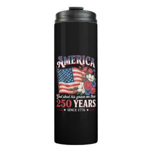 America 250 Years Flag Floral Thermal Tumbler