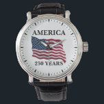 America 250 Years Flag Watch<br><div class="desc">Celebrate America's 250th Anniversary with this American flag themed patriotic design featuring the words "America 250 Years". It's a great way to show your patriotism all throughout the 2026 celebrations and beyond.</div>