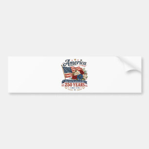 America 250 Years Floral Flag Bumper Sticker