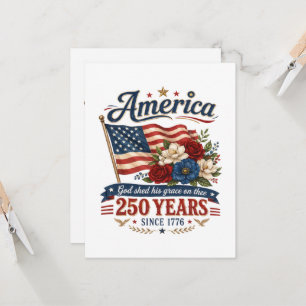 America 250 Years Floral Flag Invitation