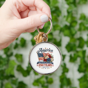 America 250 Years Floral Flag Key Ring