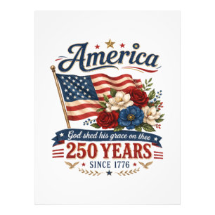 America 250 Years Floral Flag Photo Print