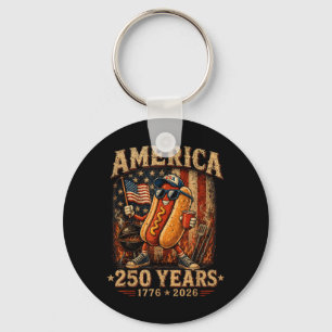 America 250 Years Funny Hotdog Bbq 1776 2026 Key Ring