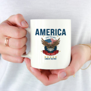 America 250 Years Land of the Free Patriotic Coffee Mug