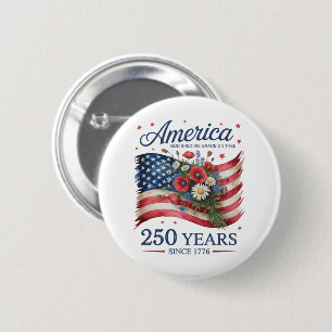 America 250 Years of Freedom 1776 2026 6 Cm Round Badge