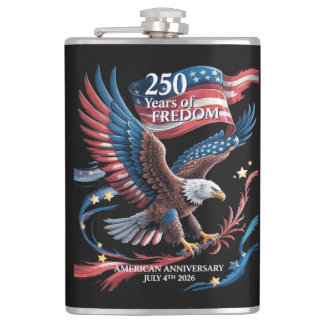 America 250 Years of Freedom 1776-2026 Hip Flask
