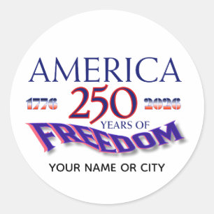 AMERICA 250 YEARS OF FREEDOM CLASSIC ROUND STICKER