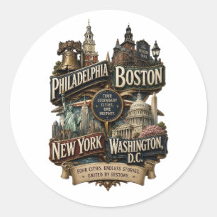 AMERICA 250 YEARS OF FREEDOM CLASSIC ROUND STICKER