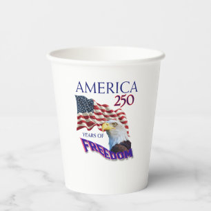 America 250 Years of Freedom Flag with Bald Eagle Paper Cups