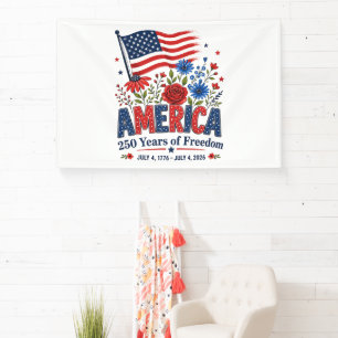 america 250 years of freedom floral flag banner