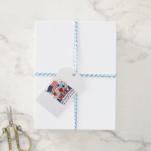 America 250 Years of Freedom Floral Flag Gift Tags