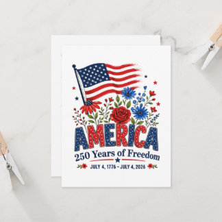 America 250 Years of Freedom Floral Flag Invitation