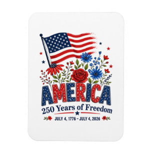 America 250 Years of Freedom Floral Flag Magnet