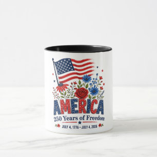 America 250 Years of Freedom Floral Flag Mug