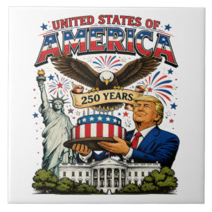 America 250 Years Patriotic Eagle Celebration Ceramic Tile