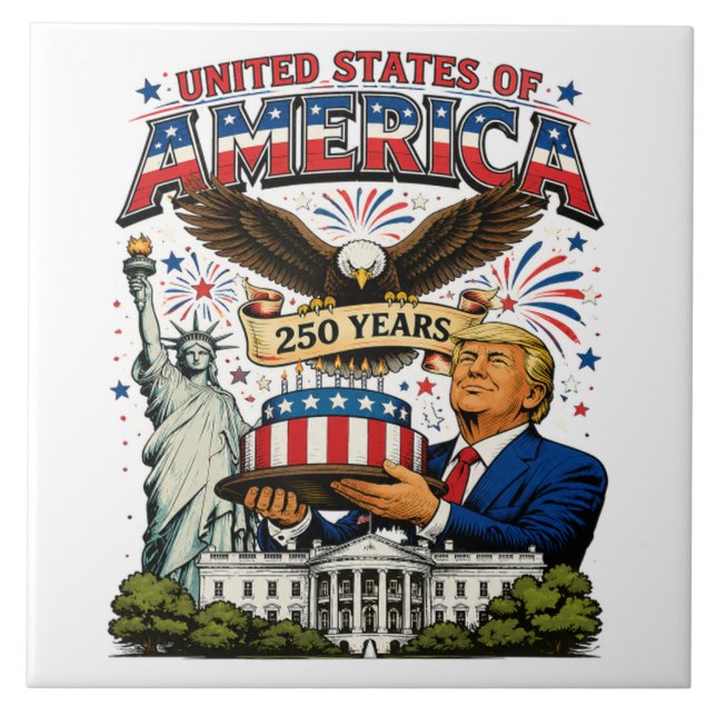 America 250 Years Patriotic Eagle Celebration Ceramic Tile (Front)