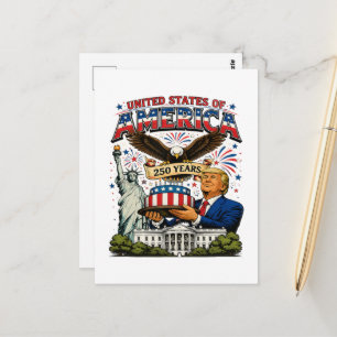 America 250 Years Patriotic Eagle Celebration Postcard