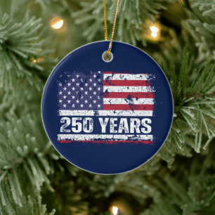 America 250 Years Retro Flag 250th Anniversary Ceramic Ornament