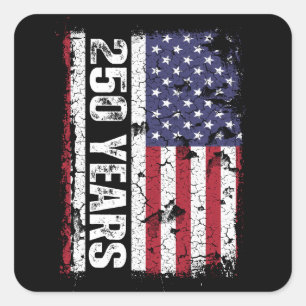 America 250 Years Retro Flag 250th Anniversary Square Sticker