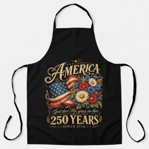 America 250 Years Since 1776 Floral Patriotic Gift Apron