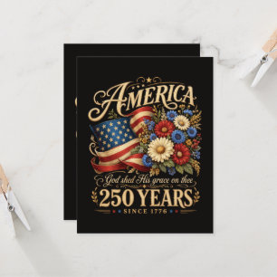 America 250 Years Since 1776 Floral Patriotic Gift Invitation