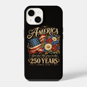 America 250 Years Since 1776 Floral Patriotic Gift iPhone 14 Case