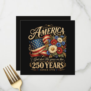 America 250 Years Since 1776 Floral Patriotic Gift Menu
