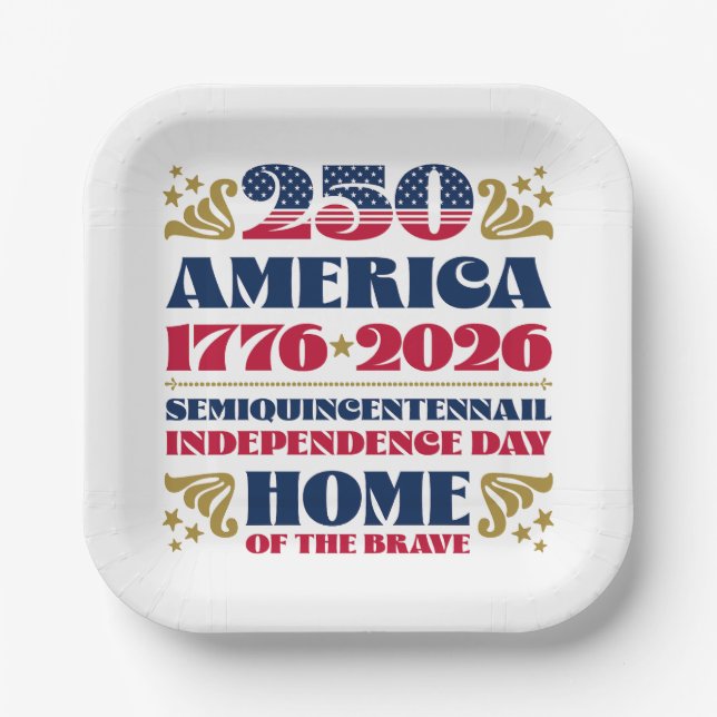 America 250th 4th of July Paper Plate (Front)