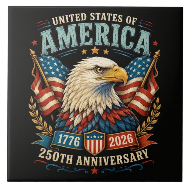 America 250th Anniversary Celebration Eagle Ceramic Tile (Front)