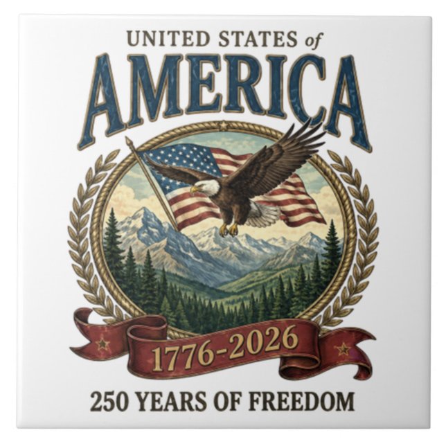 America 250th Anniversary Ceramic Tile (Front)