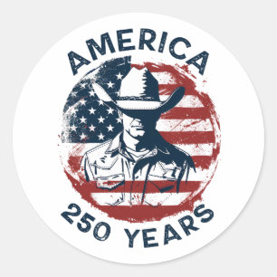 America 250th Anniversary Cowboy 1776-2026 Classic Round Sticker