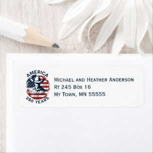 America 250th Anniversary Cowboy 1776-2026 Return Address Label