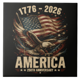 America 250th Anniversary Eagle Patriotic Ceramic Tile