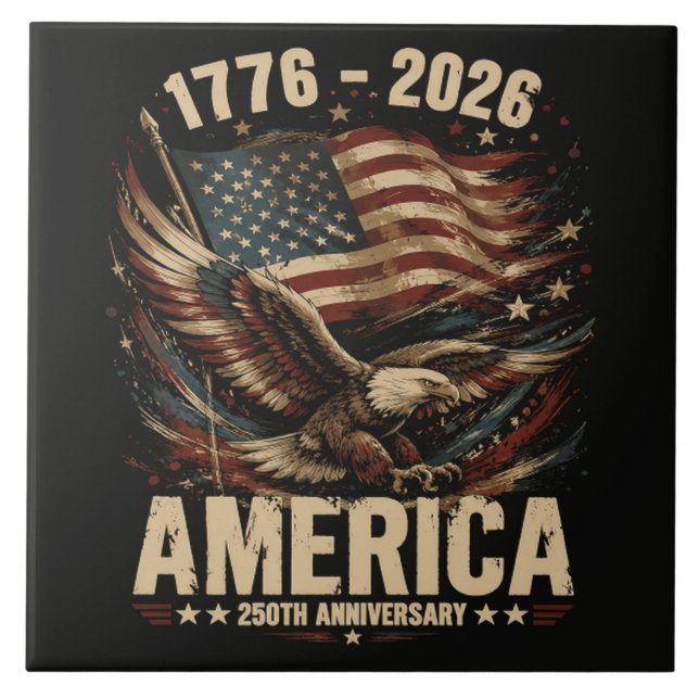 America 250th Anniversary Eagle Patriotic Ceramic Tile (Front)