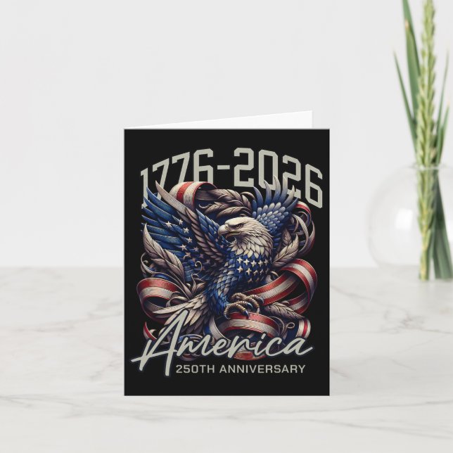 America 250th Anniversary Eagle Us Flag July 4th 2 Card (Front)