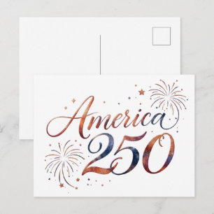 America 250th Anniversary Fireworks – Elegant  Invitation Postcard