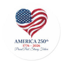 America 250th Anniversary Flag Heart Sticker