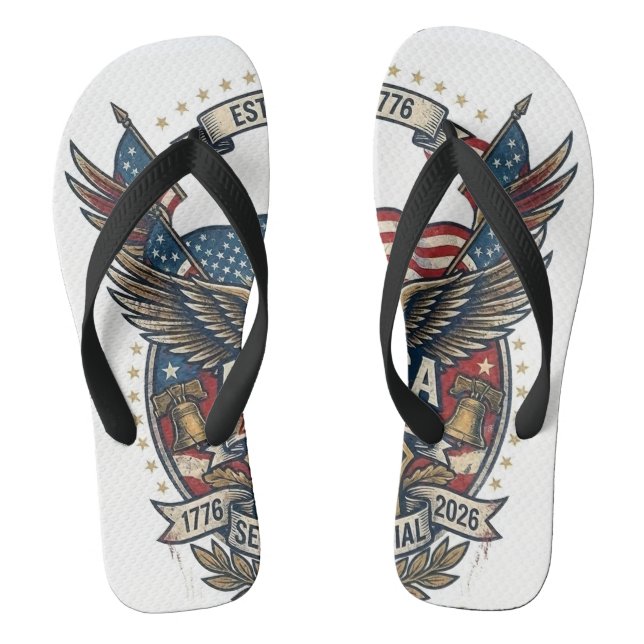 America 250th Anniversary Patriotic 1776 Freedom  Thongs (Footbed)