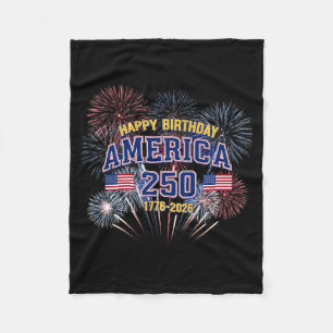 America 250th anniversary patriotic fireworks fleece blanket