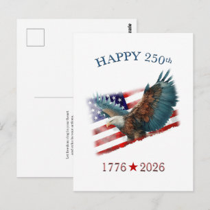 America 250th Anniversary Patriotic July 4th Postcard