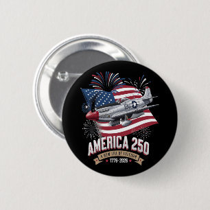 America 250th Anniversary Plane 6 Cm Round Badge
