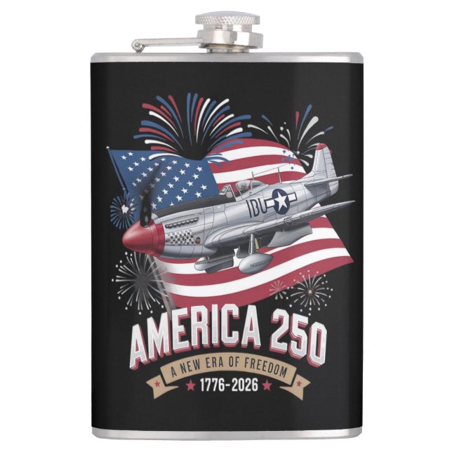 America 250th Anniversary Plane Hip Flask (Front)