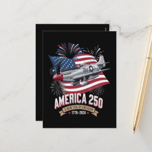 America 250th Anniversary Plane Holiday Postcard