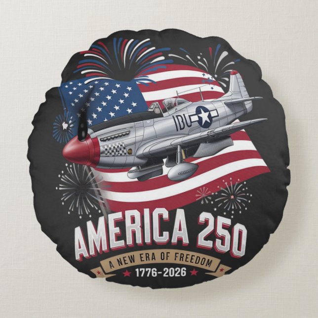 America 250th Anniversary Plane Round Cushion (Front)