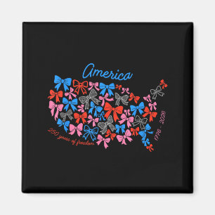 America 250th Anniversary Retro Coquette Bows 4th Magnet