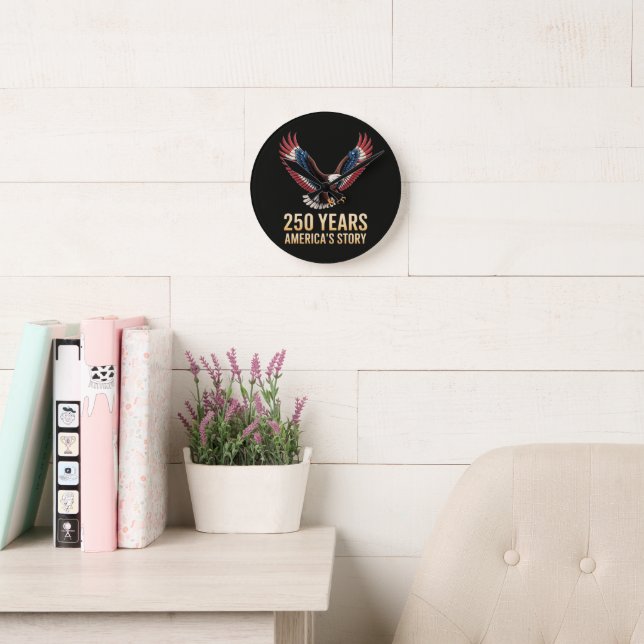 America 250th Anniversary Round Clock (Reading Room)
